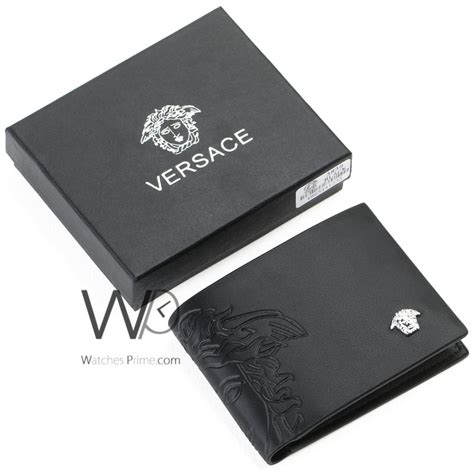 black leather versace wallet|Versace signature for men.